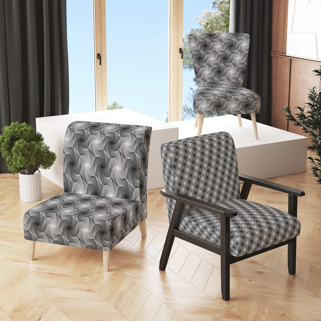 Monochrome Hexagon Geometric Pattern Modern Accent Chair