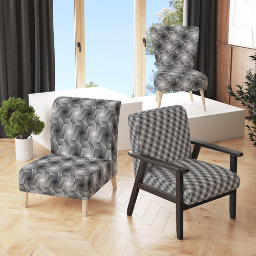 Monochrome Hexagon Geometric Pattern - Modern & Contemporary Accent Chair