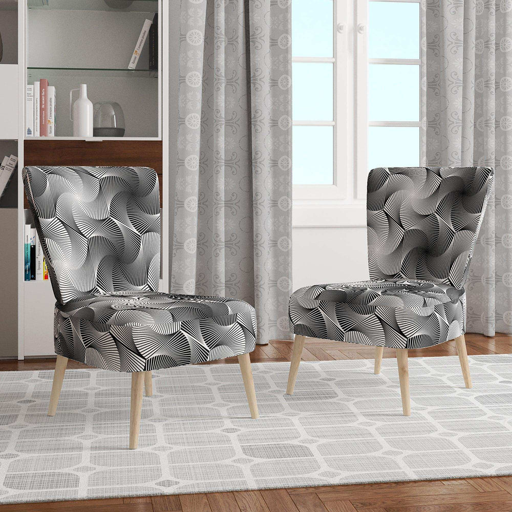Monochrome Hexagon Geometric Pattern Modern Accent Chair