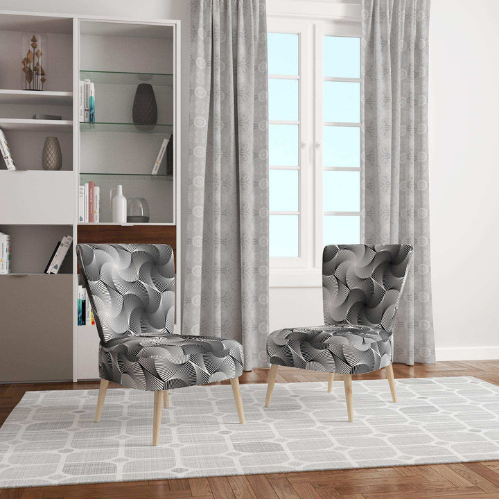 Monochrome Hexagon Geometric Pattern Modern Accent Chair