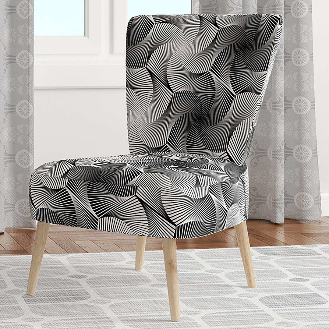 Monochrome Hexagon Geometric Pattern Modern Accent Chair