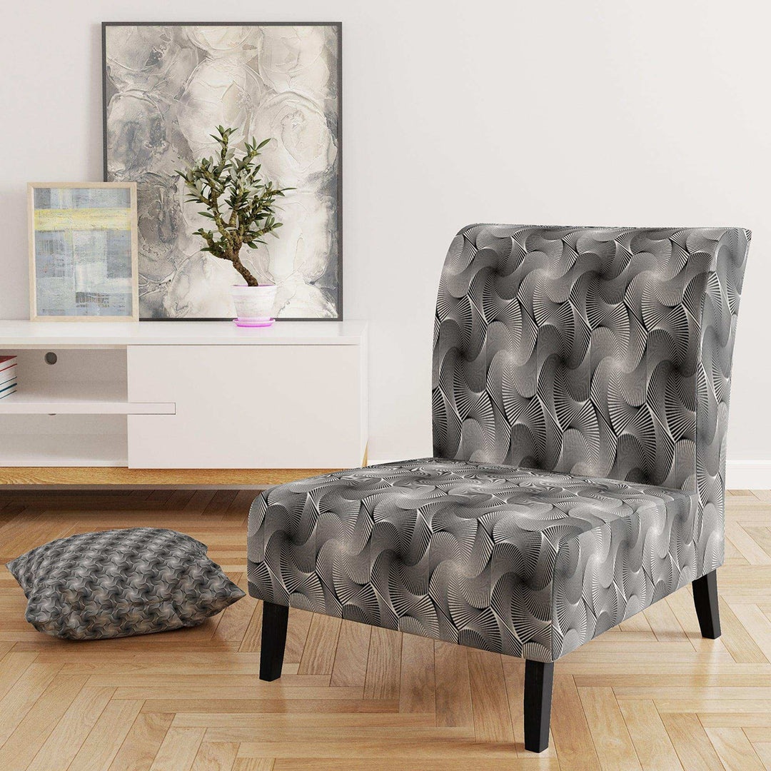 Monochrome Hexagon Geometric Pattern Modern Accent Chair
