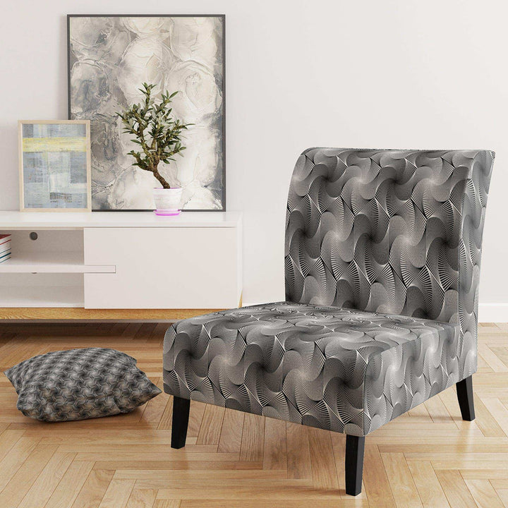 Monochrome Hexagon Geometric Pattern Modern Accent Chair