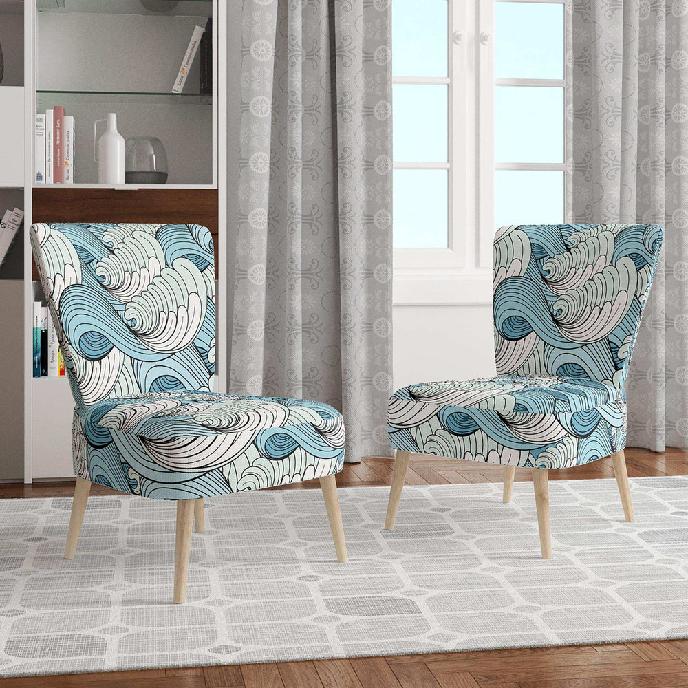 Great Wave inspiration Coastal Pattern Accent Chair