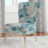 Great Wave inspiration Coastal Pattern Accent Chair