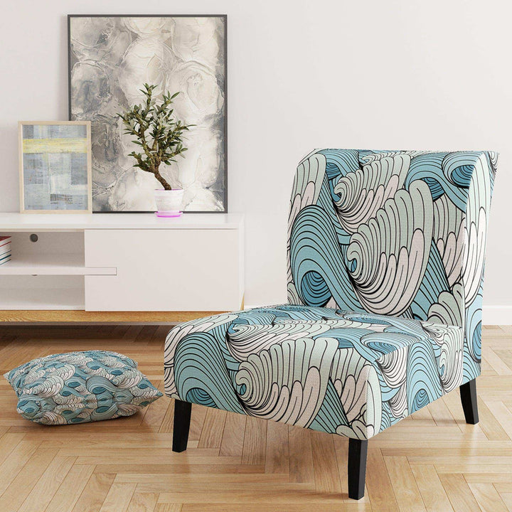 Great Wave inspiration Coastal Pattern Accent Chair