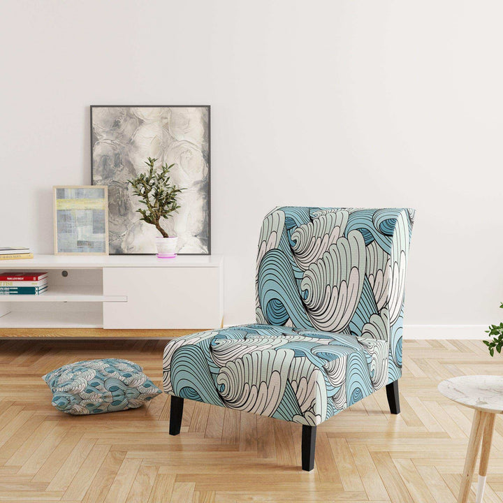Great Wave inspiration Coastal Pattern Accent Chair