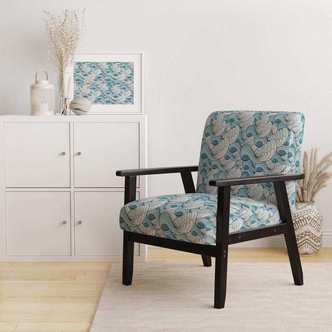 Great Wave inspiration Coastal Pattern Accent Chair
