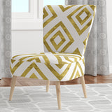 White and Gold Pattern Mid-Century Accent Chair