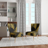 Golden Tropical Leaves Pattern Modern Accent Chair