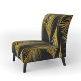 Golden Tropical Leaves Pattern Modern Accent Chair
