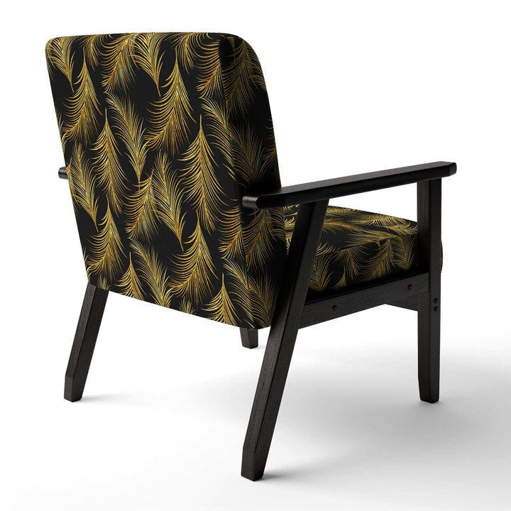 Golden Tropical Leaves Pattern Modern Accent Chair