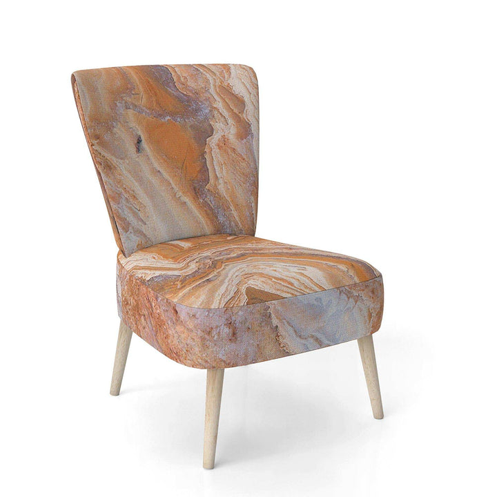 Marbled Detail of Colourful Rock Mid-Century Accent Chair