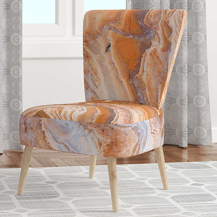 Marbled Detail of Colourful Rock Mid-Century Accent Chair