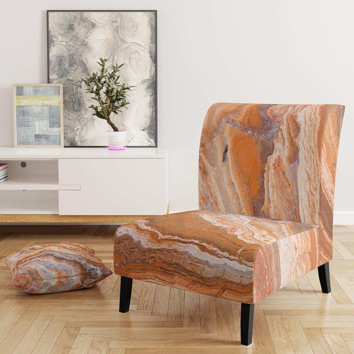 Marbled Detail of Colourful Rock Mid-Century Accent Chair