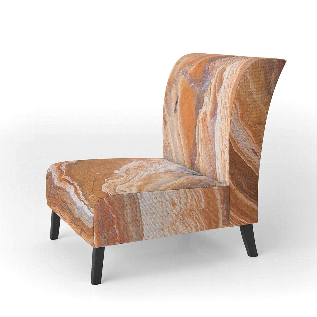 Marbled Detail of Colourful Rock Mid-Century Accent Chair