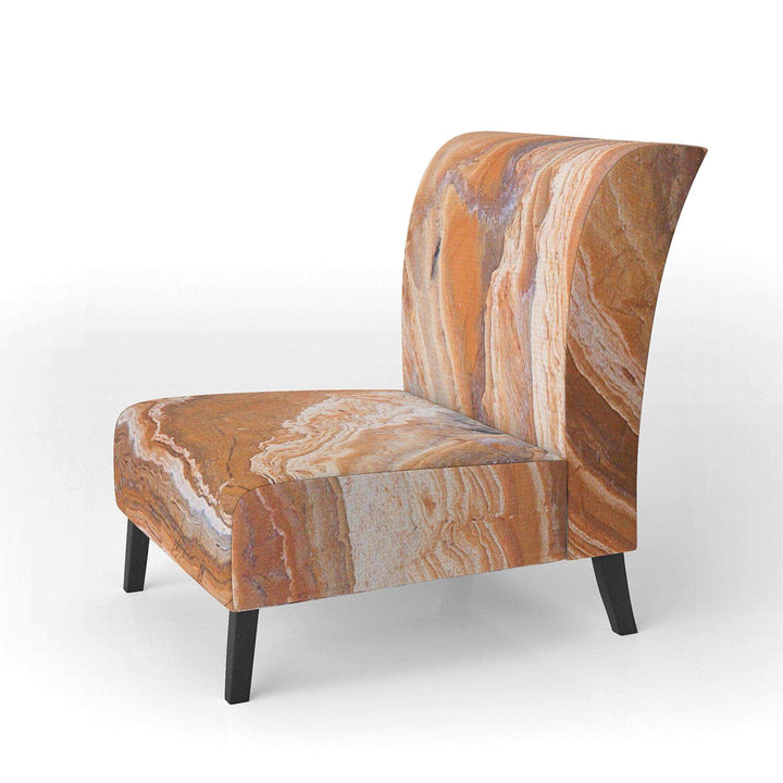 Marbled Detail of Colourful Rock Mid-Century Accent Chair