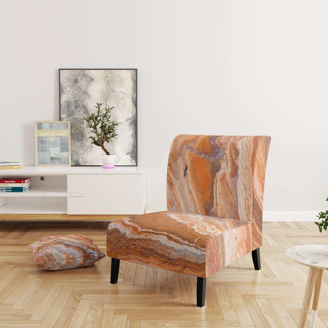 Marbled Detail of Colourful Rock Mid-Century Accent Chair