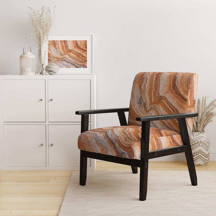 Marbled Detail of Colourful Rock Mid-Century Accent Chair