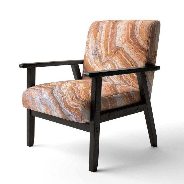 Marbled Detail of Colourful Rock Mid-Century Accent Chair