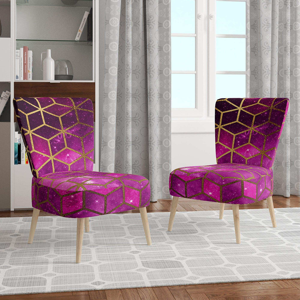 Yellow Cubes over Pink Night Sky Modern Accent Chair