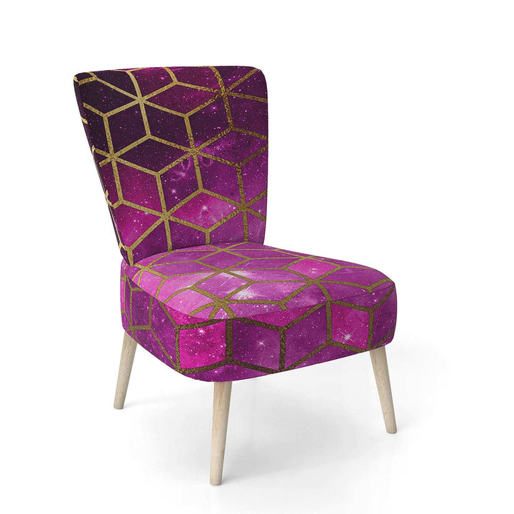 Yellow Cubes over Pink Night Sky Modern Accent Chair
