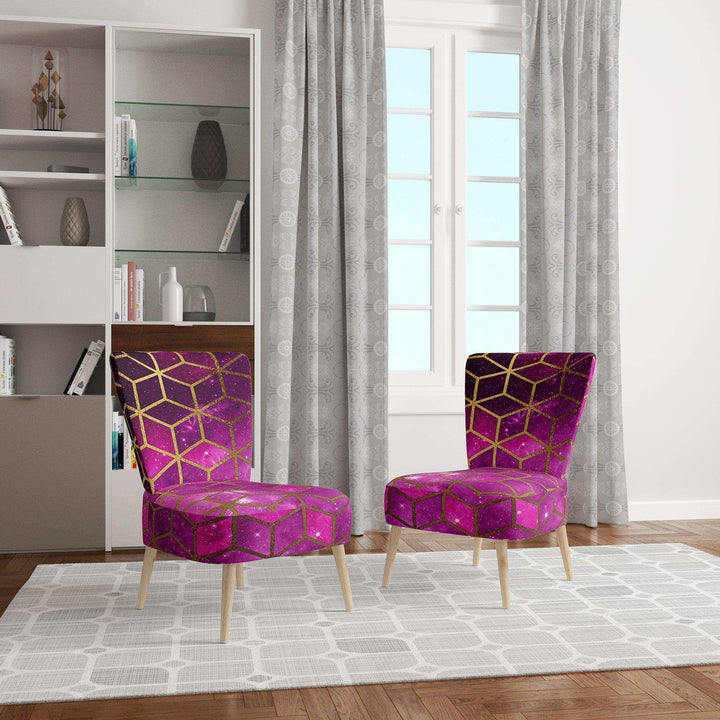 Yellow Cubes over Pink Night Sky Modern Accent Chair