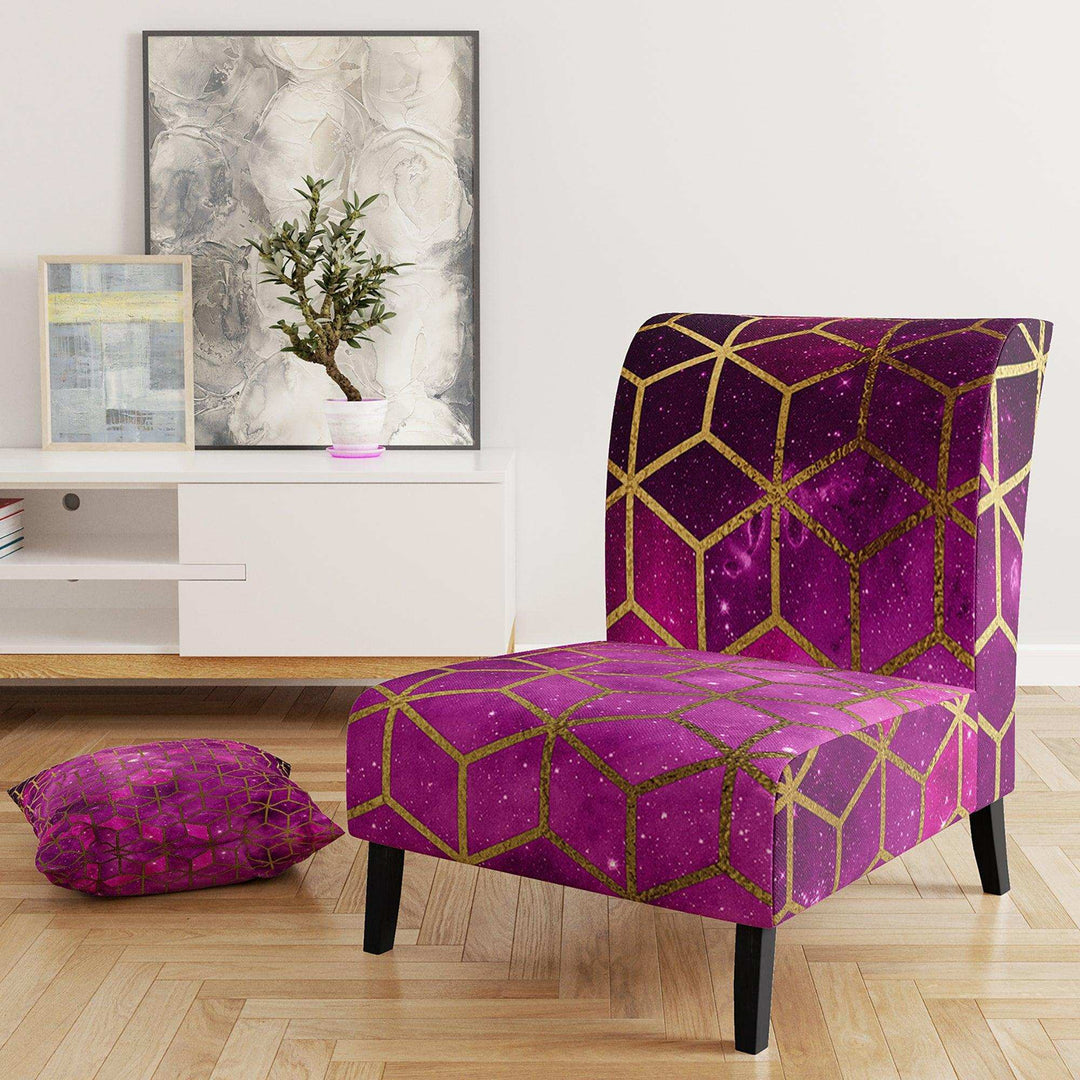 Yellow Cubes over Pink Night Sky Modern Accent Chair