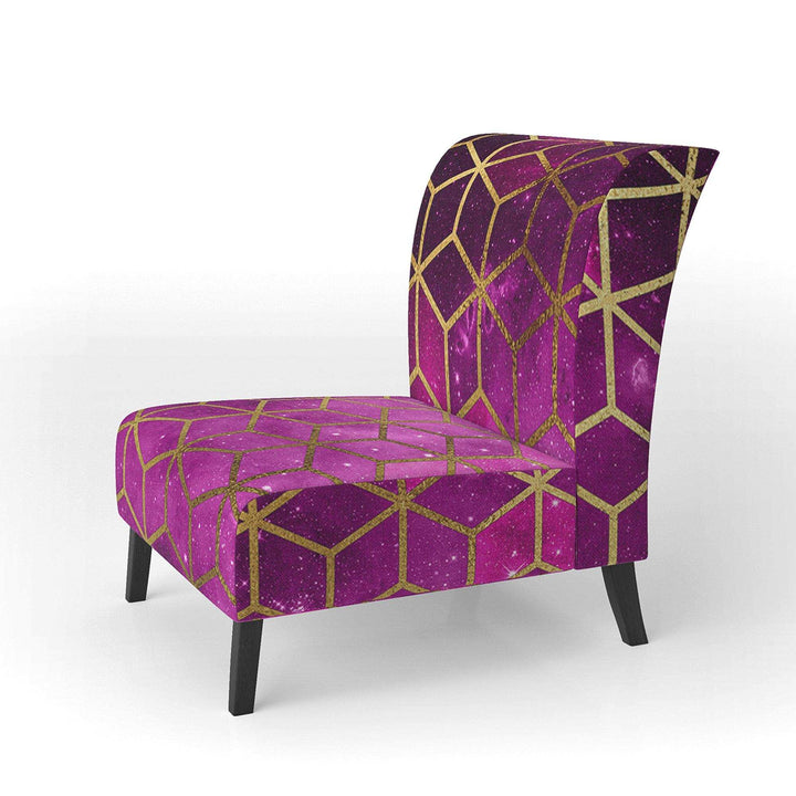 Yellow Cubes over Pink Night Sky Modern Accent Chair