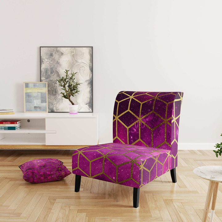 Yellow Cubes over Pink Night Sky Modern Accent Chair