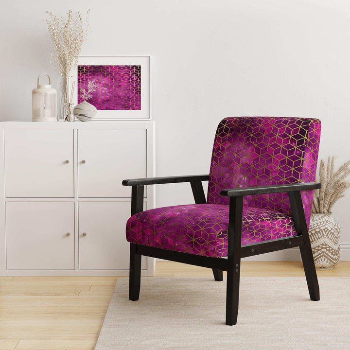 Yellow Cubes over Pink Night Sky Modern Accent Chair