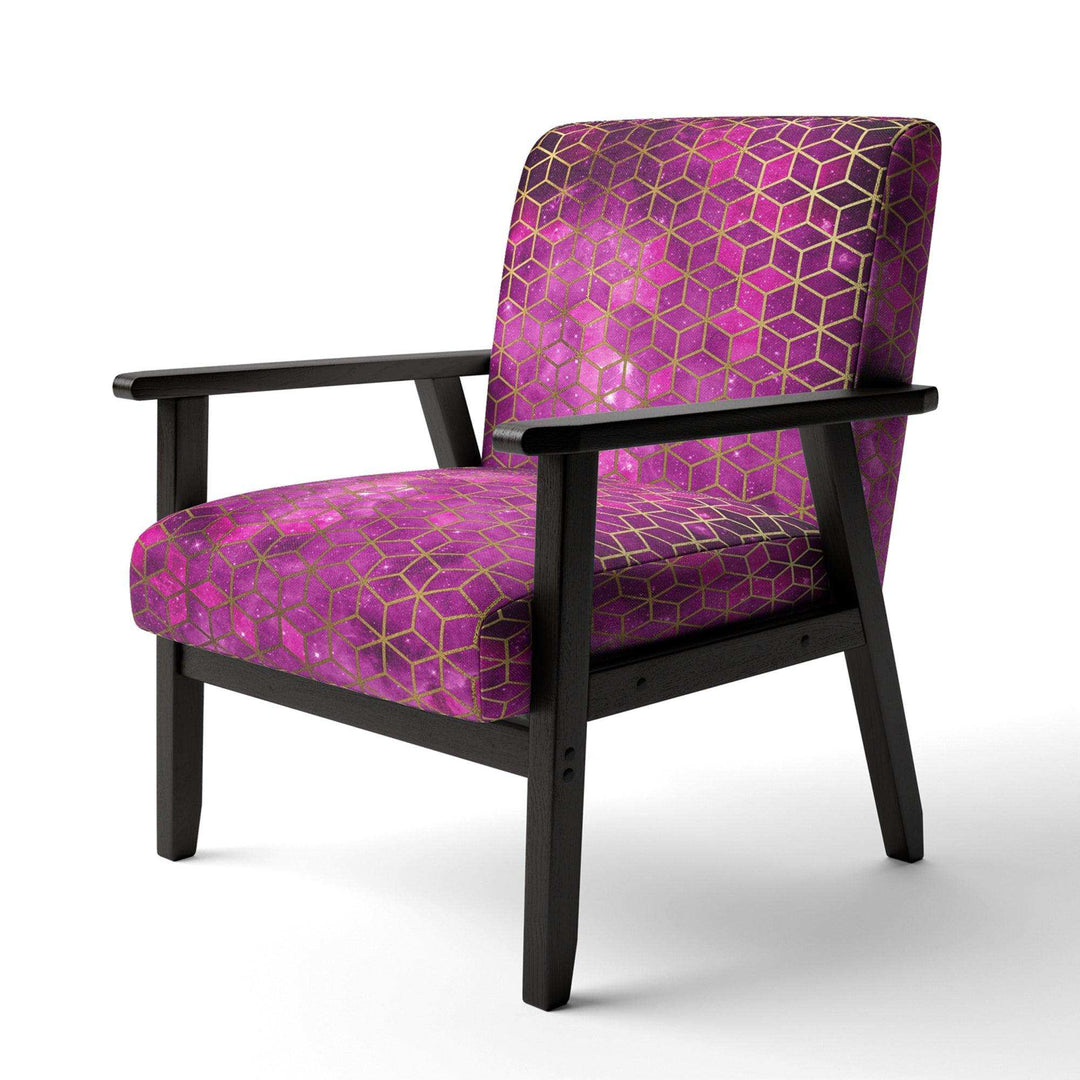 Yellow Cubes over Pink Night Sky Modern Accent Chair