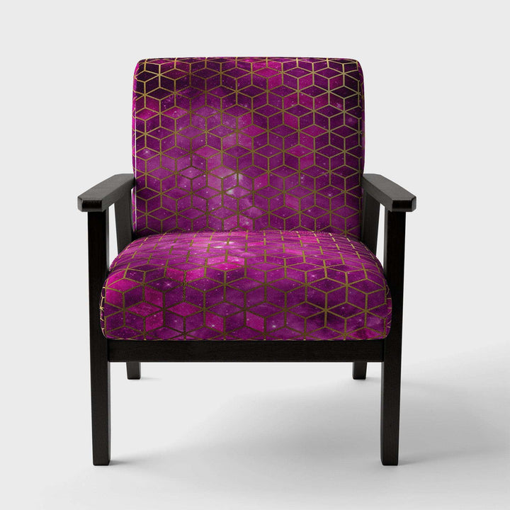 Yellow Cubes over Pink Night Sky Modern Accent Chair
