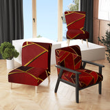 Yellow Triangulars over Shades of Red Modern Accent Chair