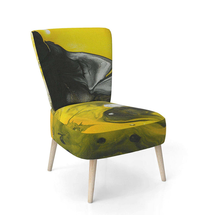 Yellow, White and Black Marbled Acrylic Modern Accent Chair