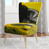 Yellow, White and Black Marbled Acrylic Modern Accent Chair