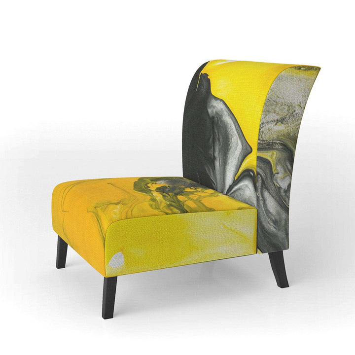 Yellow, White and Black Marbled Acrylic Modern Accent Chair