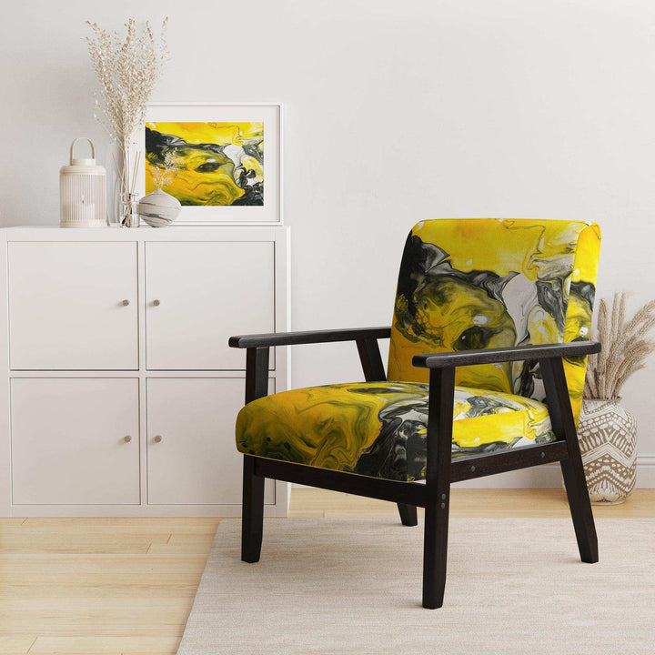Yellow, White and Black Marbled Acrylic Modern Accent Chair