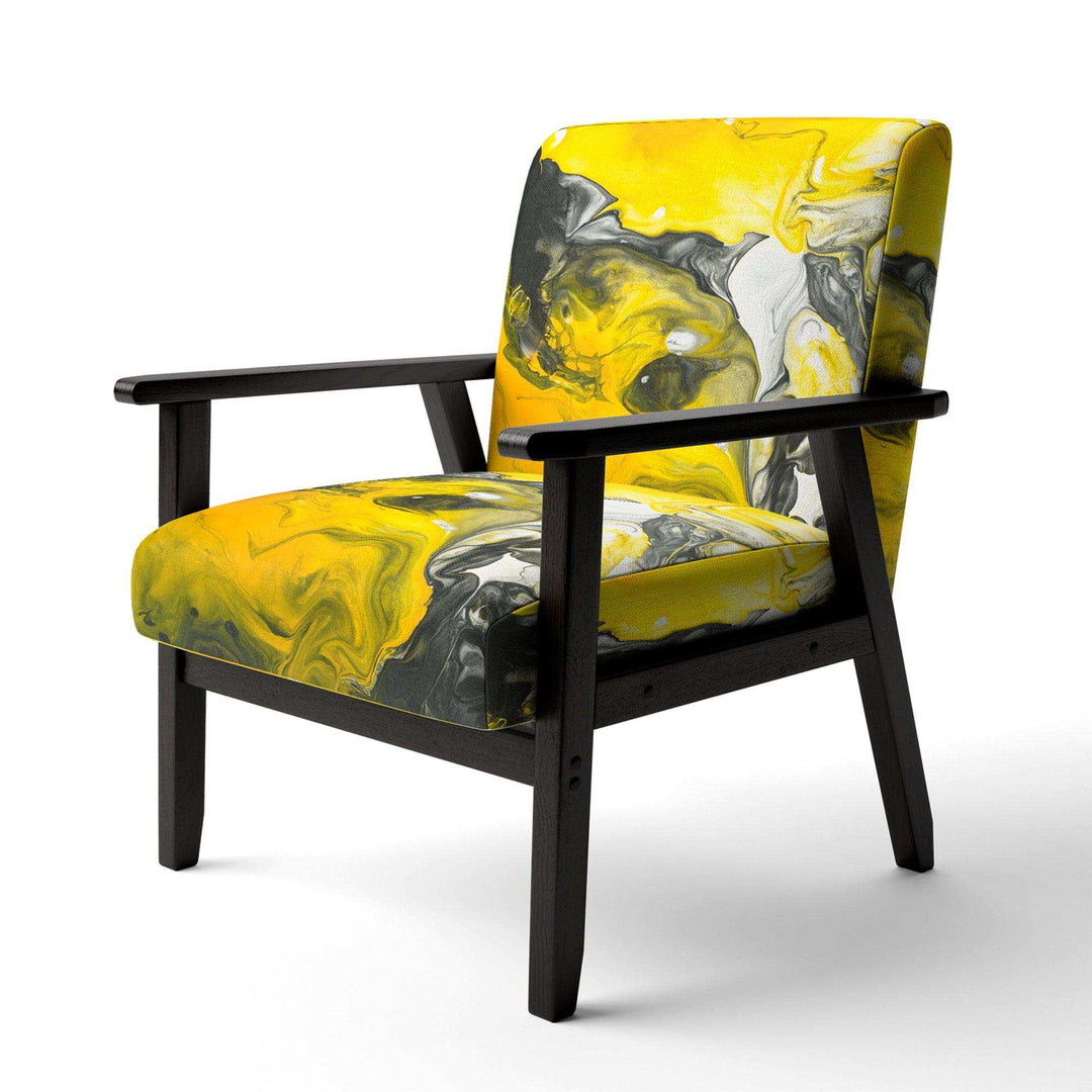 Yellow, White and Black Marbled Acrylic Modern Accent Chair