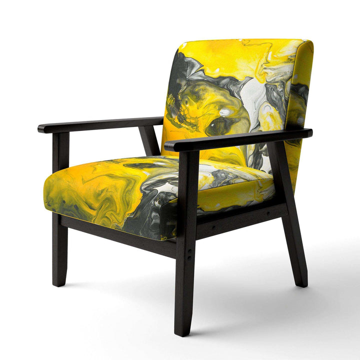 Yellow, White and Black Marbled Acrylic Modern Accent Chair