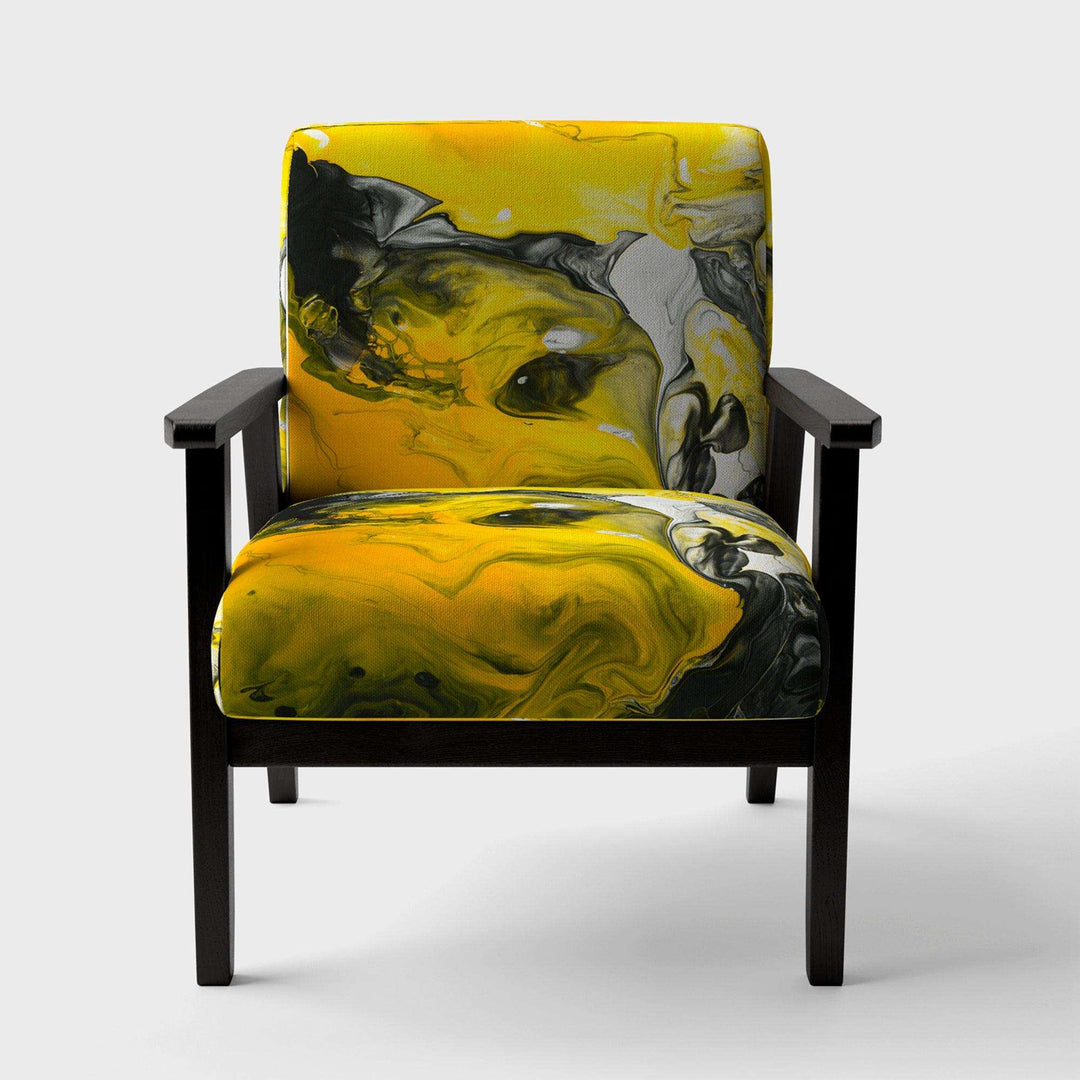 Yellow, White and Black Marbled Acrylic Modern Accent Chair