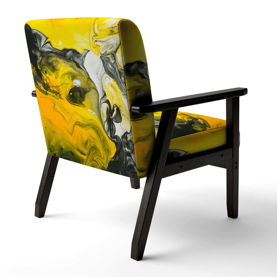 Yellow, White and Black Marbled Acrylic Modern Accent Chair