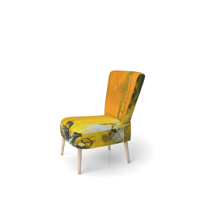 White and Yellow Marbled Acrylic with a cloud of Black Modern Accent Chair
