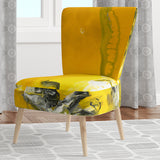 White and Yellow Marbled Acrylic with a cloud of Black Modern Accent Chair
