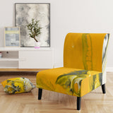 White and Yellow Marbled Acrylic with a cloud of Black Modern Accent Chair