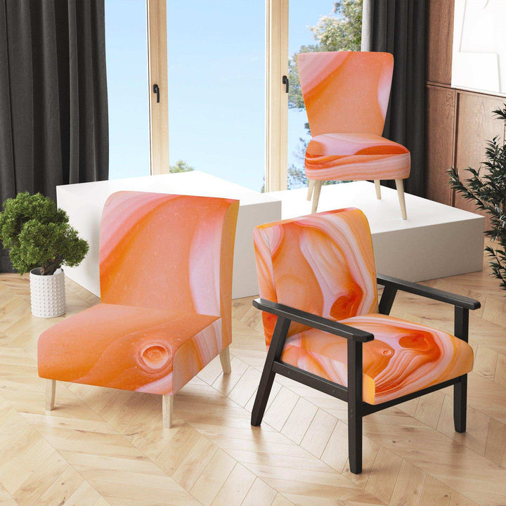 Mineral Orange Agate Mid-Century Accent Chair