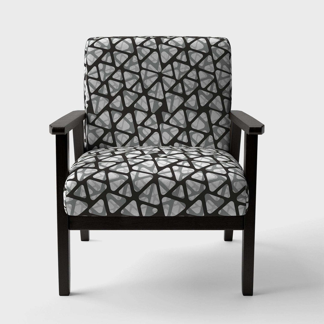 Black and Grey Triangular 3D Texture of Mesh Mid-Century Accent Chair