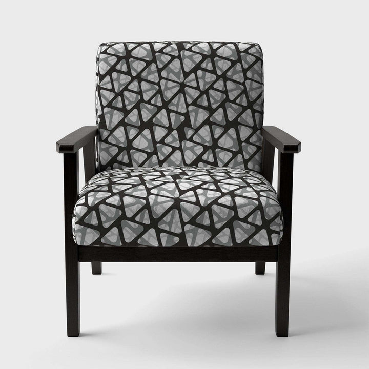 Black and Grey Triangular 3D Texture of Mesh Mid-Century Accent Chair
