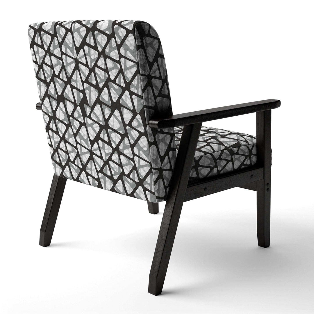 Black and Grey Triangular 3D Texture of Mesh Mid-Century Accent Chair
