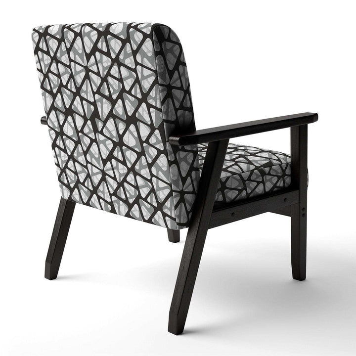 Black and Grey Triangular 3D Texture of Mesh Mid-Century Accent Chair